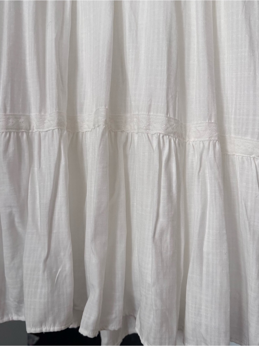 White Boho Dress prarie maxi lace wires v neck short sleeve long size l - Picture 4 of 10